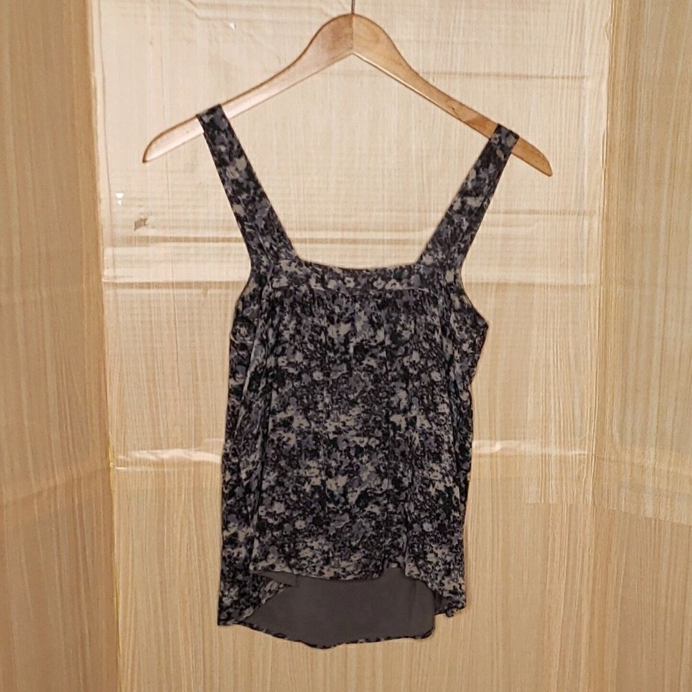 Banana Republic Womens Blue Grey Silky Sleeveless Flowy Watercolor Top Small